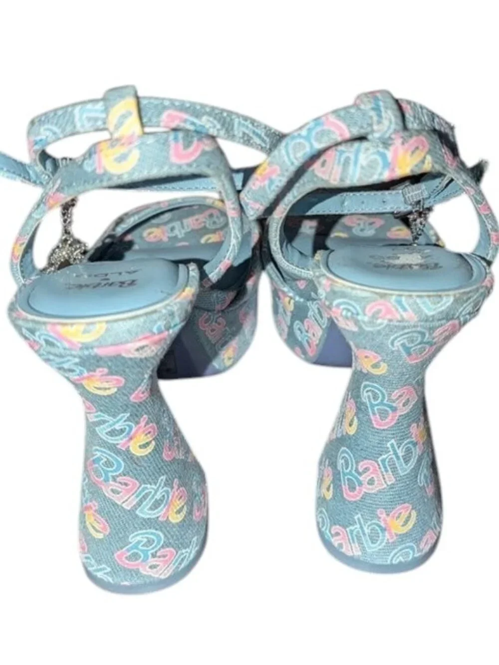 Aldo X Barbie Party BarbieParty Platform Logo Denim Block High Heel Sandals